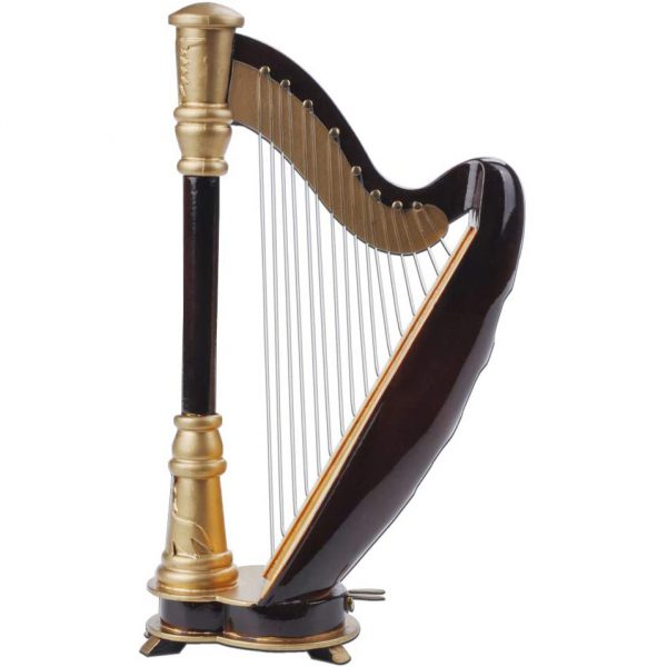 PUNK 1:12 Scale Miniature Harp Instrument Music Case Stand Miniature Musical Instrument (Harp:8x14x4.5cm)