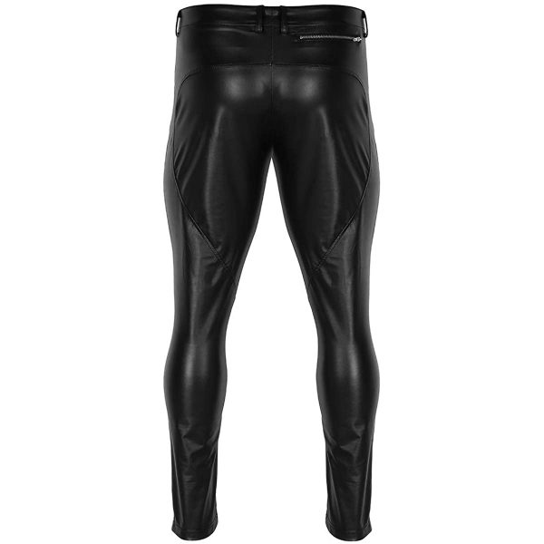 Men's Faux Skinny Leggings Zipper Leather Pants - Image 2