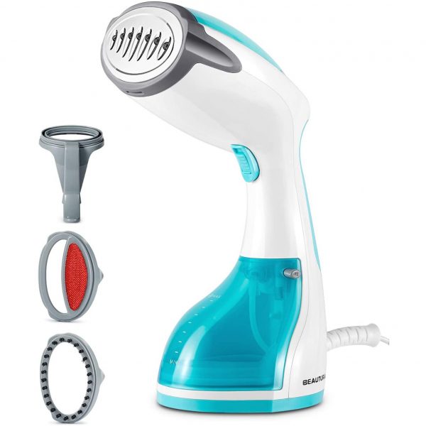 BEAUTURAL Steamer for Clothes with Pump Steam Technology, Portable Handheld Garment Fabric Wrinkles Remover, 30s Fast Heat-up, Auto-Off, Large Detachable Water Tank