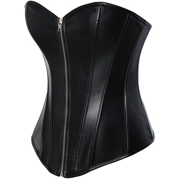 Women's Sexy PU Steampunk Corset Faux Leather Buckle Zipper - Image 2