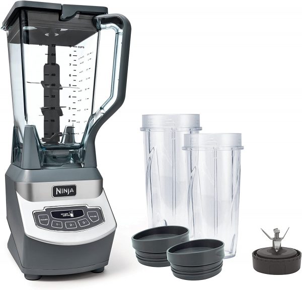 Ninja Professional Countertop Blender with 1100-Watt Base, 72oz Total Crushing Pitcher and (2) 16oz Cups for Frozen Drinks and Smoothies (BL660),Gray