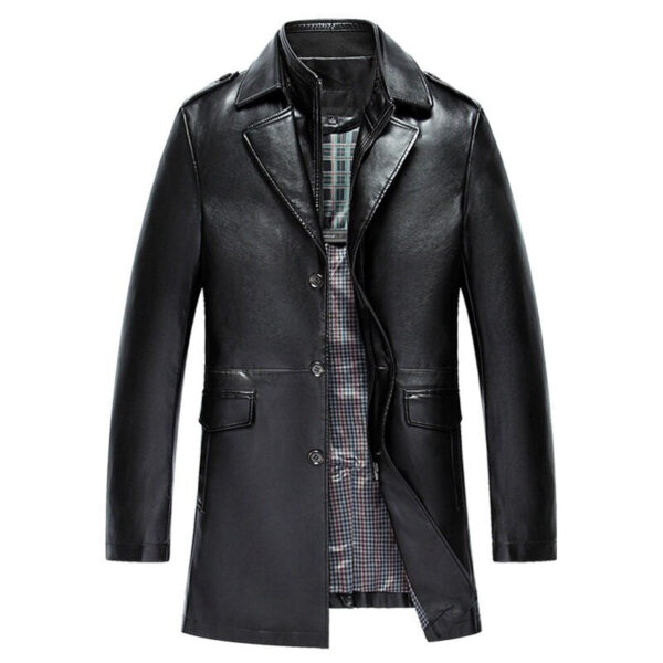 PU Leather Suede Men Coat Spring Autumn Moto Jacket Outerwear Suits Garment Plus Size LF2047 1