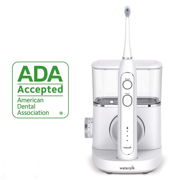 Waterpik Sonic-Fusion Professional Flossing Toothbrush, Electric Toothbrush & Water Flosser Combo in One, SF-02 White