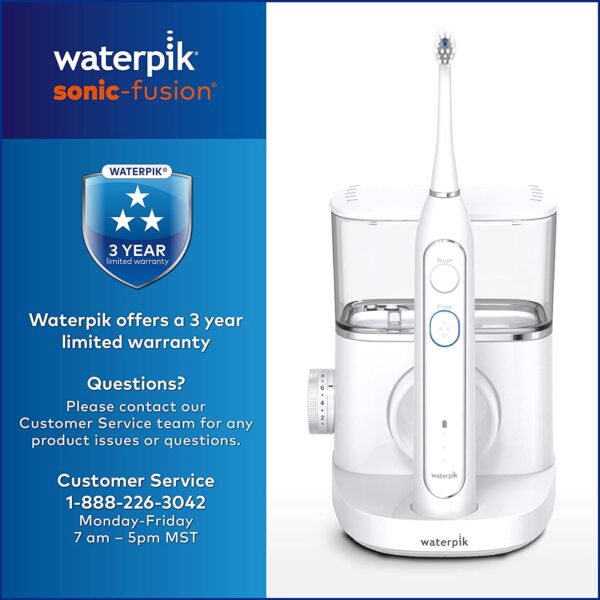 Waterpik Sonic-Fusion Professional Flossing Toothbrush, Electric Toothbrush & Water Flosser Combo in One, SF-02 White - Image 2